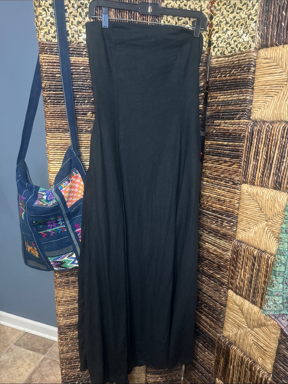 Women's Black Maxi Skirt - High-Rise Flare